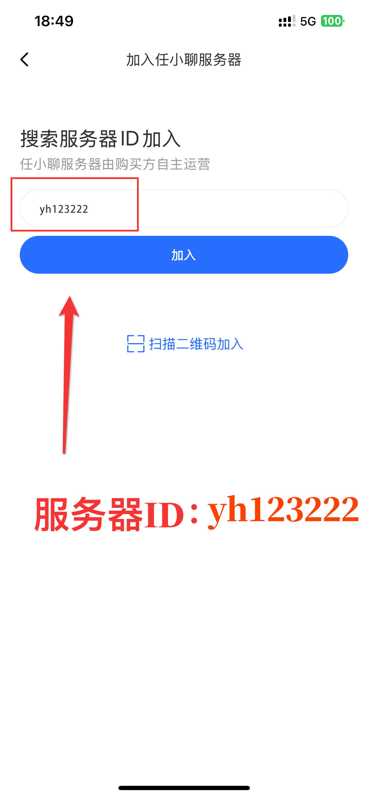 服务器ID输入界面